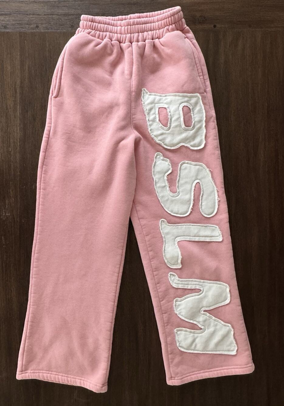 BSLM PATCHED SWEATPANTS Pink Womens XS Heavyweight Cotton